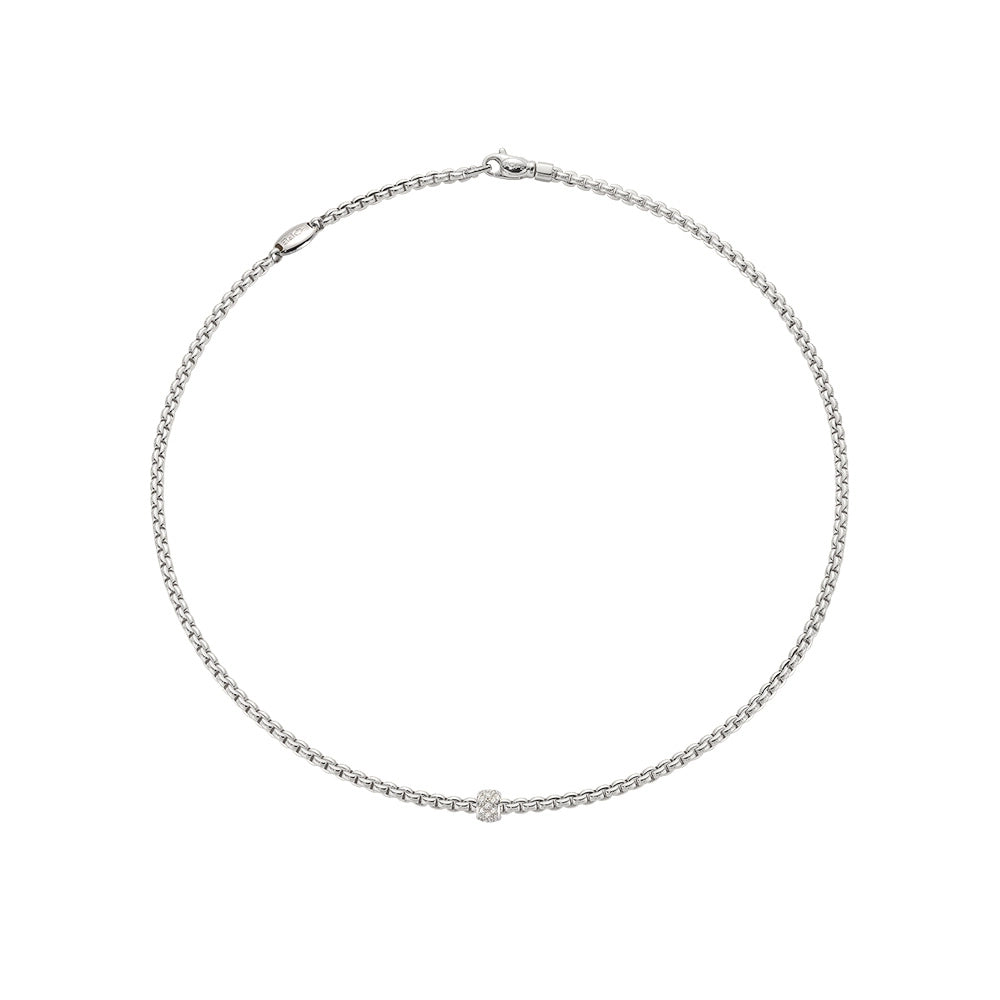 Necklaces and pendants with infinity love symbols for an eternal, romantic gesture-Fope 18K White Gold Eka Tiny Collection Necklace with Diamond Rondel, 18 inch