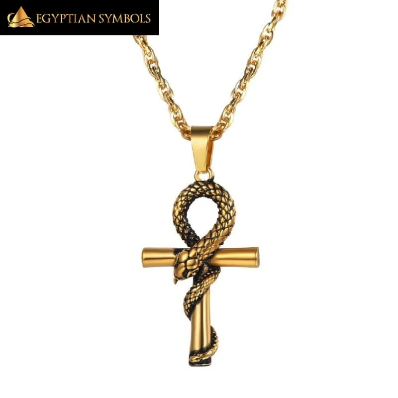 Best necklaces and pendants with adjustable chains for a customizable fit-Ankh Cross Snake Necklace