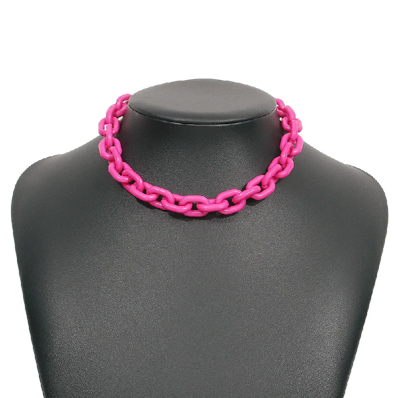 Beautiful necklaces and pendants with layered chains for a fashionable, chic look-just-lil-things-artificial-pink-necklace-jltn0710