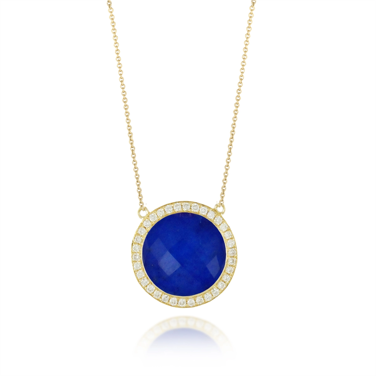 Necklaces and pendants with leaf-shaped designs for an earthy, organic feel-Doves 18K Yellow Gold Diamond Necklace with Clear Quartz over Lapis