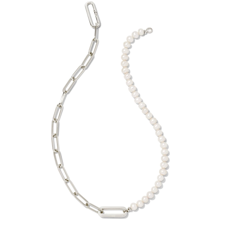 Best necklaces and pendants with cubic zirconia for a budget-friendly dazzling effect-Kendra Scott Ashton Half Chain Necklace with White Pearl