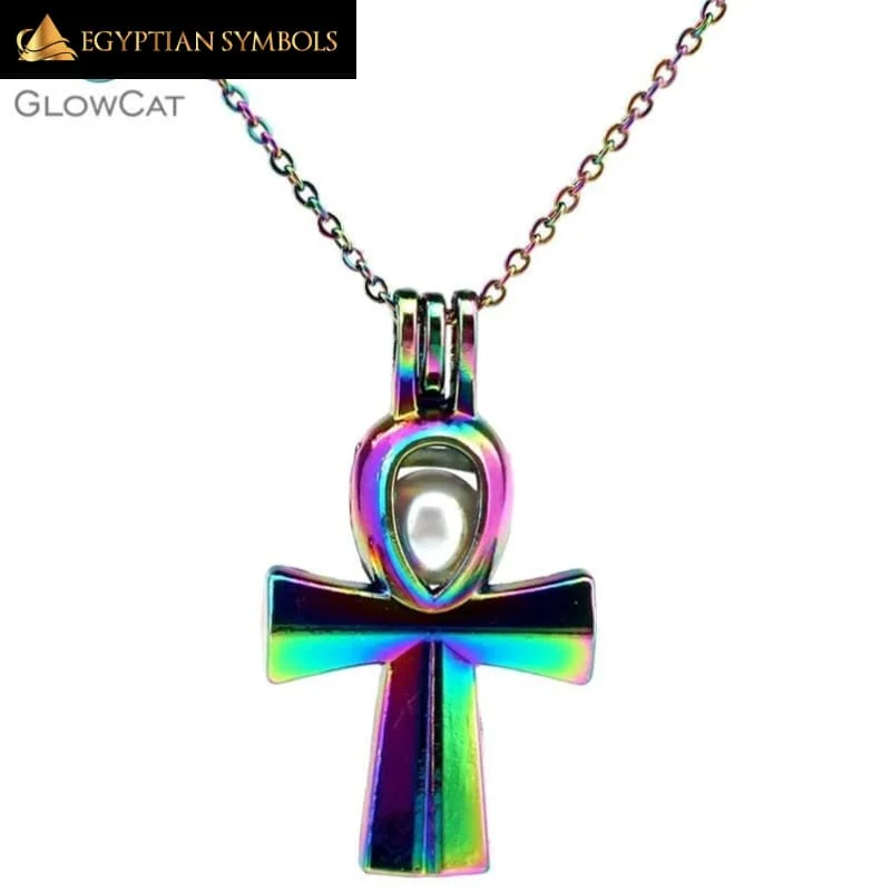 Best necklaces and pendants with zodiac signs for a celestial, astrology-inspired vibe-Egyptian Ankh rainbow necklace