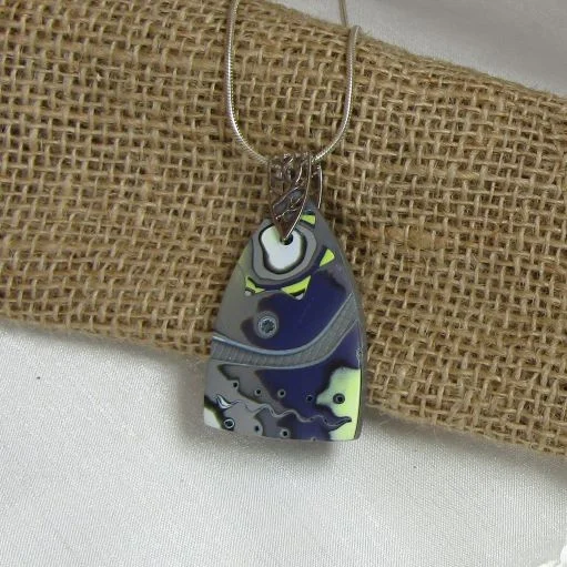 Beautiful necklaces and pendants with geometric shapes for a modern, artistic design-Grey & Purple Handmade Polymer Clay Pendant Necklace