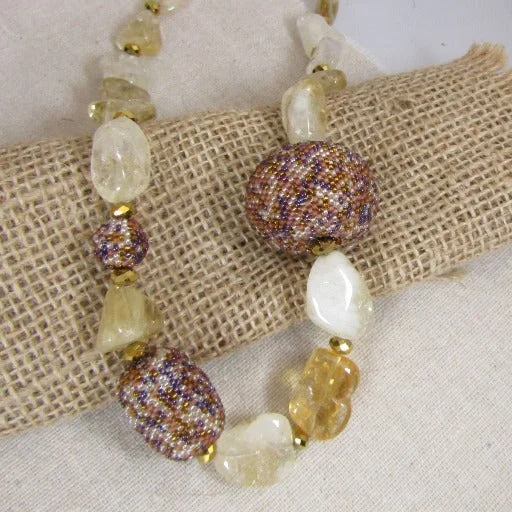 Unique necklaces and pendants with gemstones for a colorful and vibrant statement-Handcrafted Honey Stone Statement Necklace