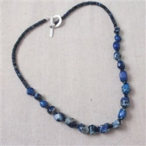 Beautiful necklaces and pendants with moonstone for an ethereal, mystical appearance-Men's Midnight Blue Gemstone Beaded  Necklace