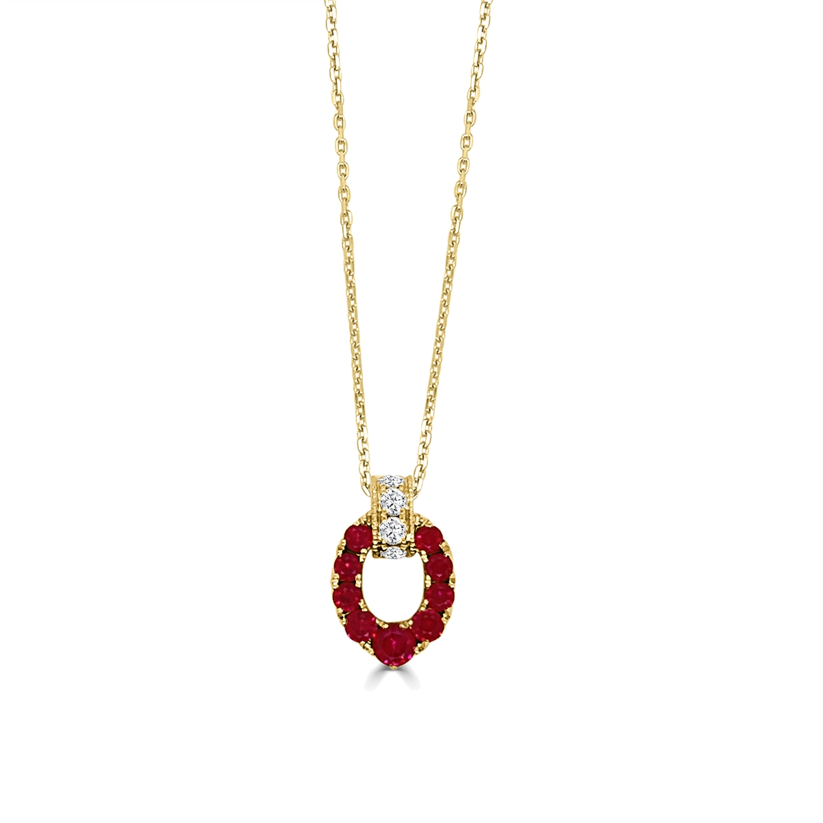 Best necklaces and pendants for weddings with matching designs for bride and groom-Frederic Sage 14K Yellow Gold Nebula Ruby Pendant Necklace with Diamond Bail