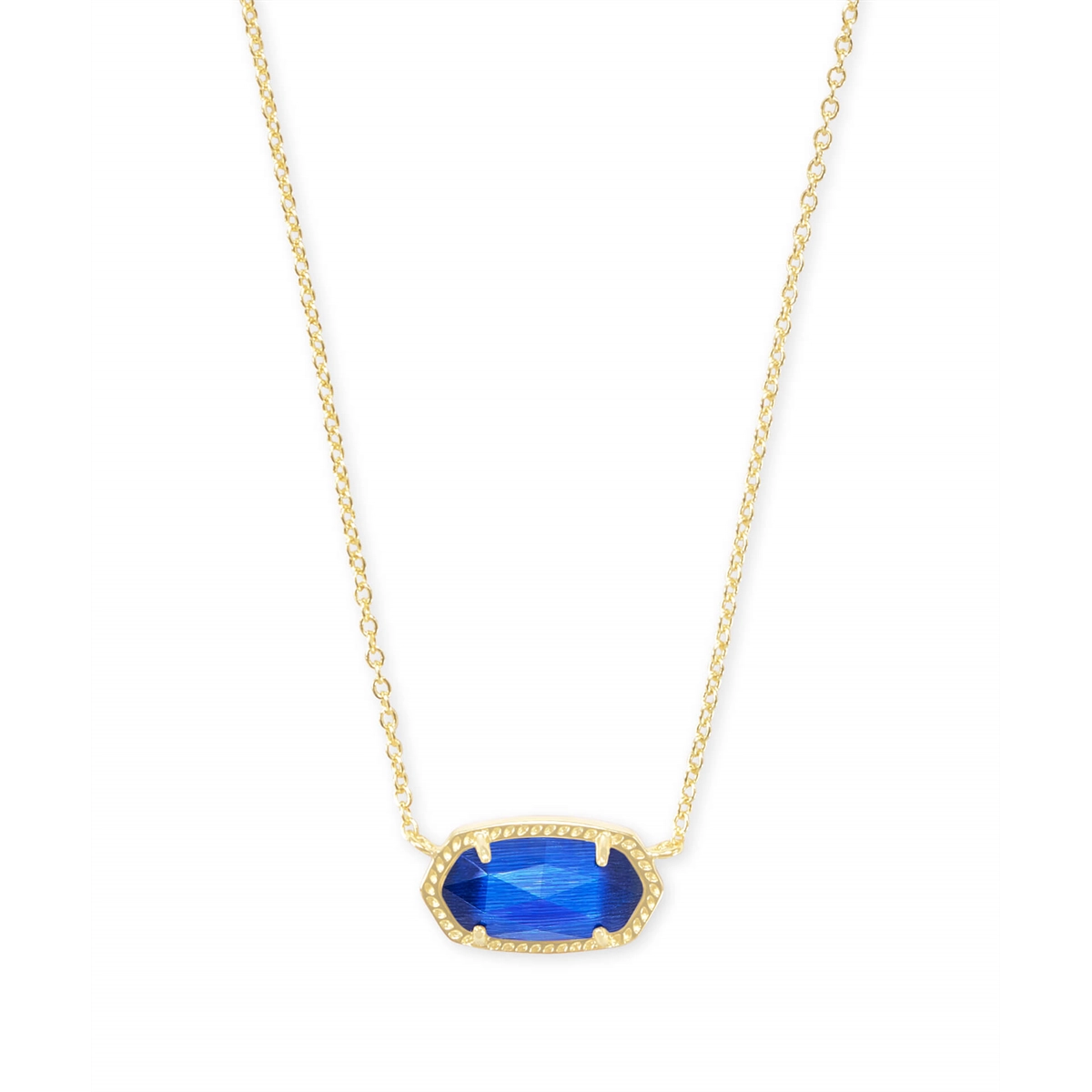 Fashionable necklaces and pendants with birthstones for a personalized gift idea-Kendra Scott Elisa Pendant Necklace in Gold with Cobalt Cats Eye