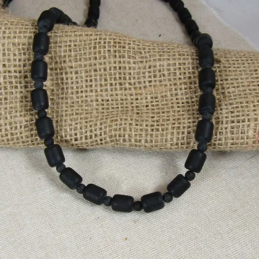 Necklaces and pendants with pearls for a classic and sophisticated touch-Matte Black Sea Glass Beaded Necklace