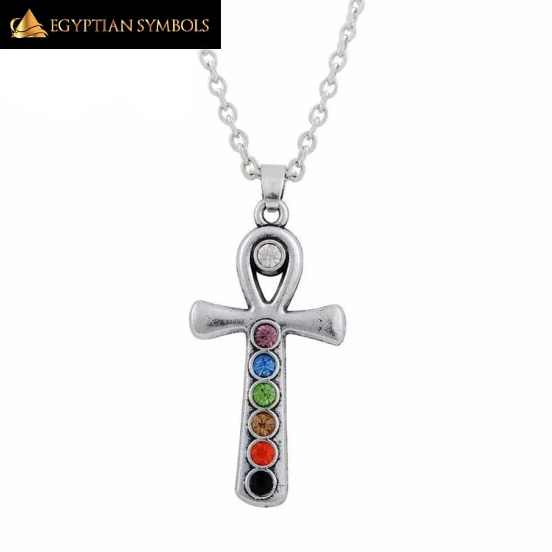 Beautiful necklaces and pendants with diamond halo settings for extra brilliance-Retro 7 Crystal Egyptian Cross Necklace