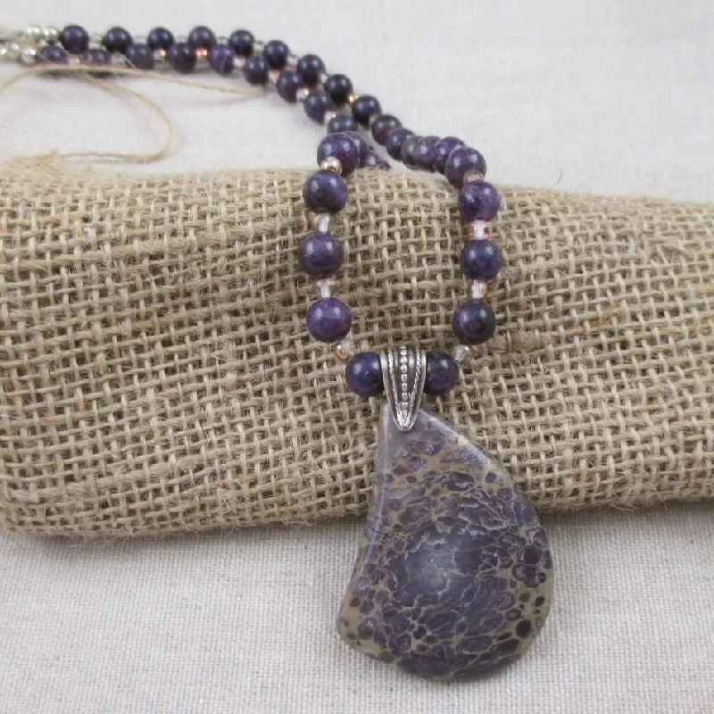 Beautiful necklaces and pendants with diamond-encrusted designs for maximum sparkle-Lepedolite and Purple Nevada Variscite Gemstone Necklace