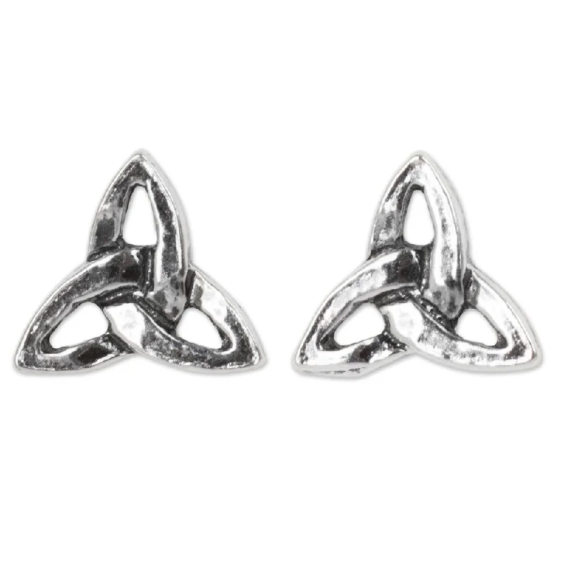 Crystal Drop Earrings for Sparkle -NOVICA Handmade Sterling Silver Celtic Trinity Earrings (Thailand) - 0.3*0.3