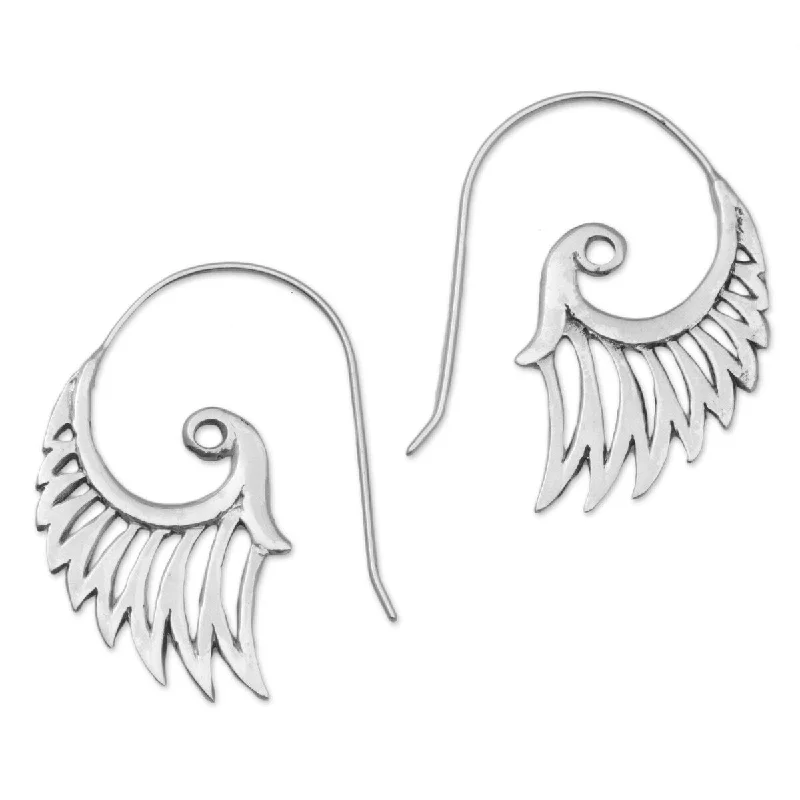 Drop Earrings for Gym Workout -NOVICA Handmade Sterling Silver Winged Beauty Earrings (Indonesia) - 0.8