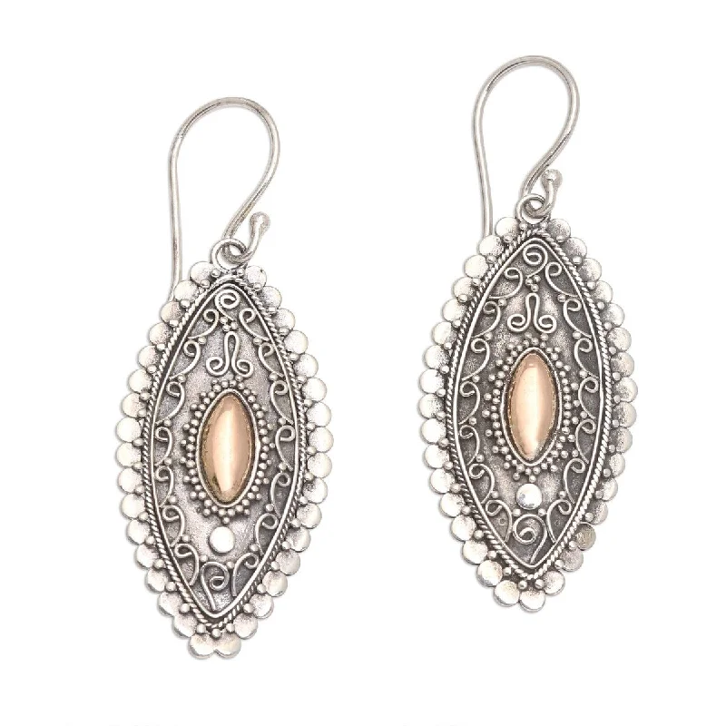 Drop Earrings for Beach Outfit -NOVICA Canoe, Gold-accented sterling silver dangle earrings - 1.8*0.6