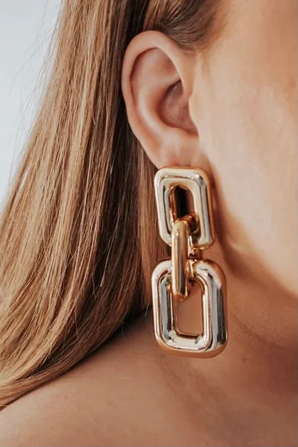 Drop Earrings with Enamel Coating -Bold Link Chain Earrings