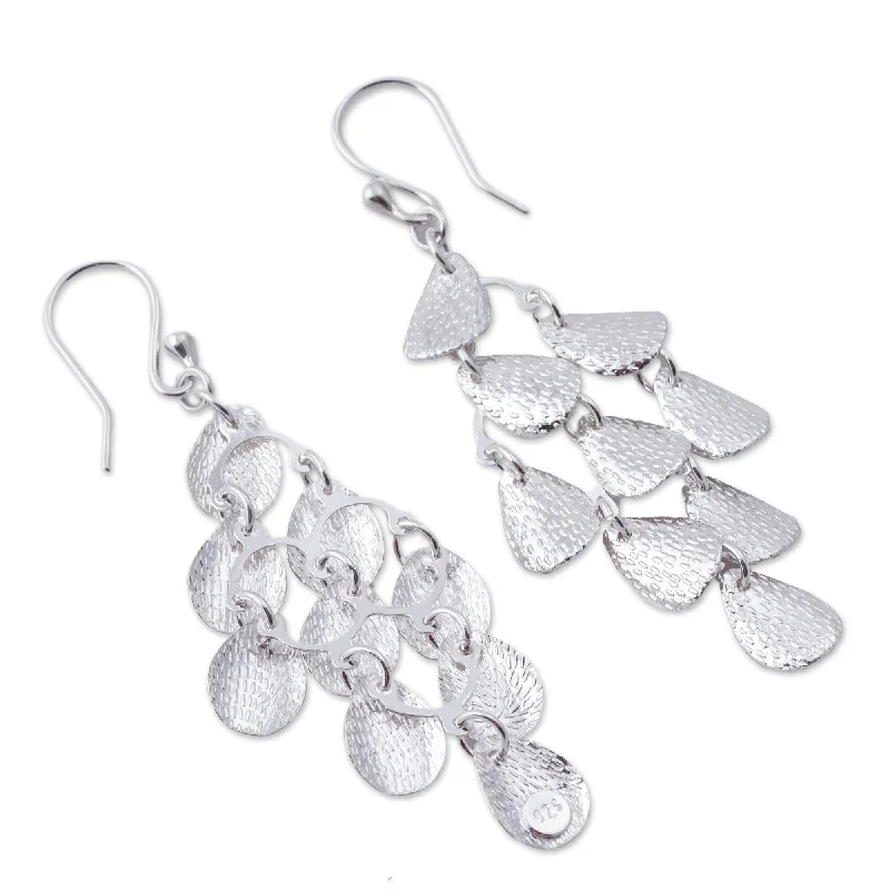 Drop Earrings for Gym Workout -Handmade Sterling Silver 'Rain' Chandelier Earrings (Peru)