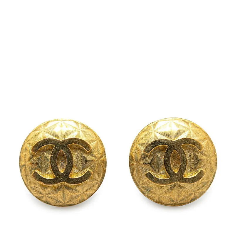 Drop Earrings with Etched Designs -Chanel   Plating Clip Earrings (Pre-Owned)