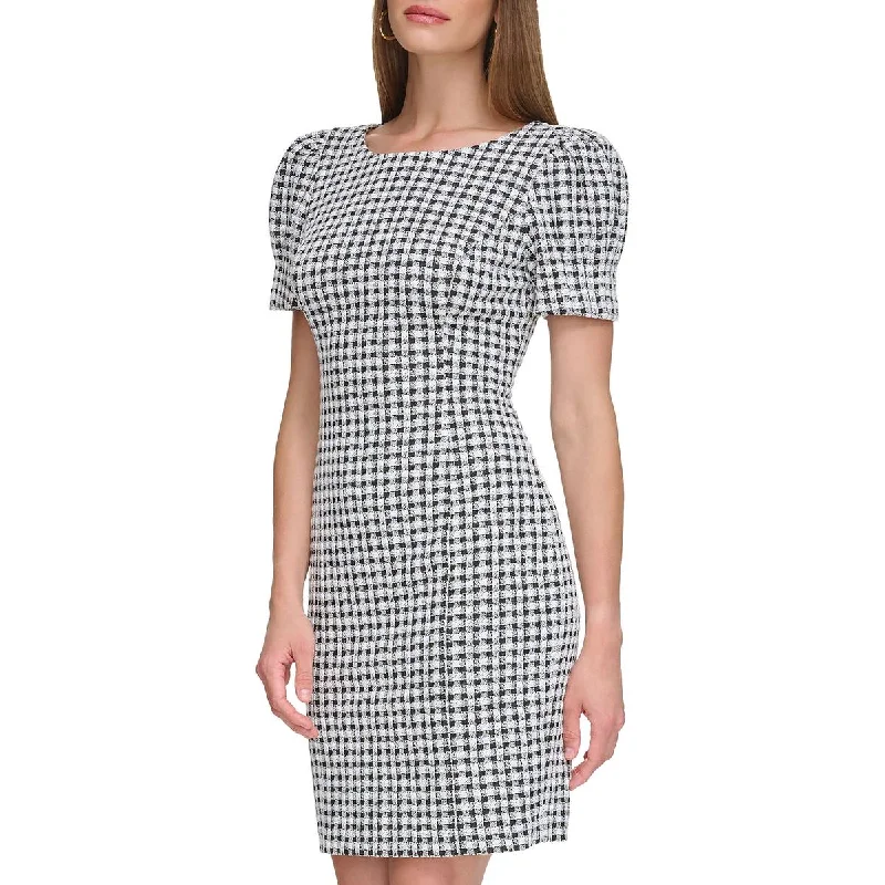 Green Dresses for Nature -DKNY Womens Sheath Gingham Sheath Dress