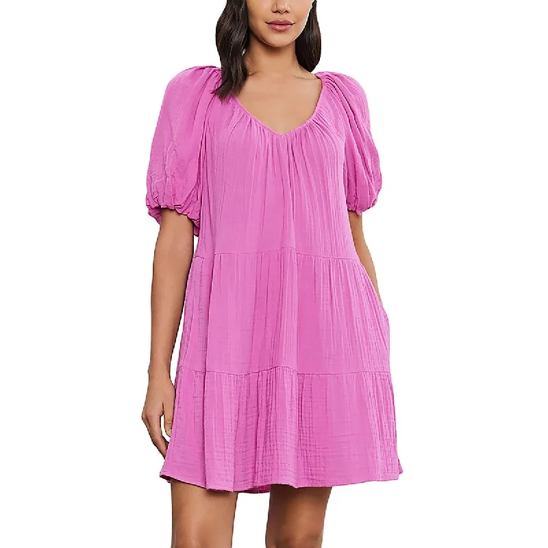 Tie-up Dresses for Decorative -VELVET BY GRAHAM & SPENCER Womens Mini Tiered Mini Dress