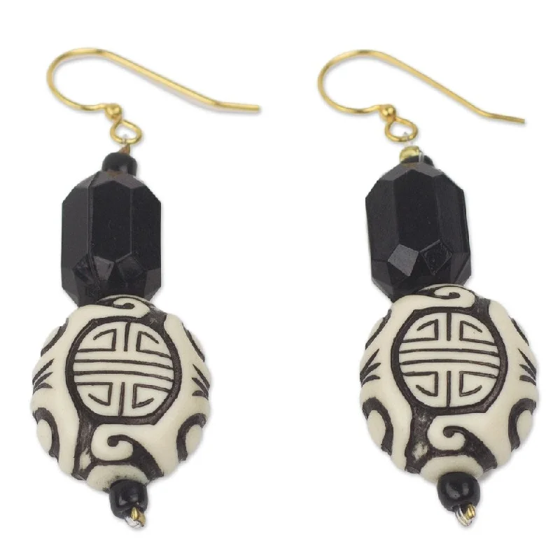 Geometric Drop Earrings for Trend -Upcycled Plastic Brass 'Gift from Asia' Earrings - 2.4L*0.8W