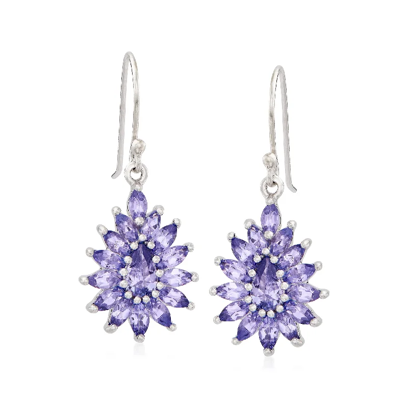 Drop Earrings for Casual Outfit -Ross-Simons Tanzanite Drop Earrings in Sterling Silver