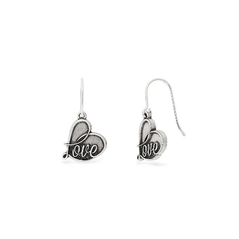 Drop Earrings with Abstract Designs -'Love' Hook Earrings