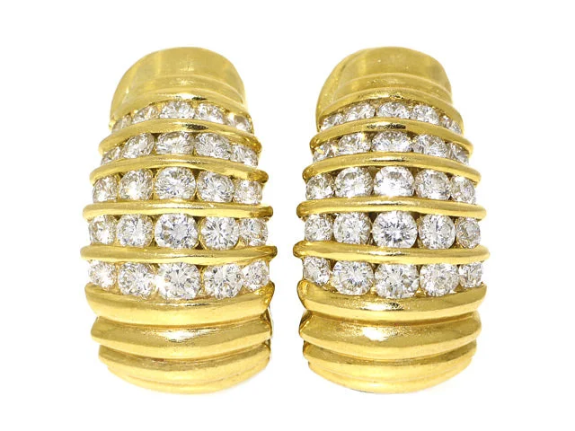 Drop Earrings with Textured Surface -Cartier Diamond Earrings in 18K