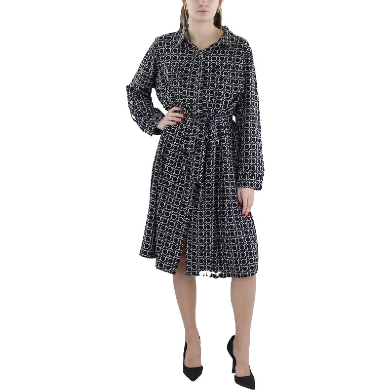 Leather Dresses for Luxury -NY Collection Womens Printed Knee Length Shirtdress