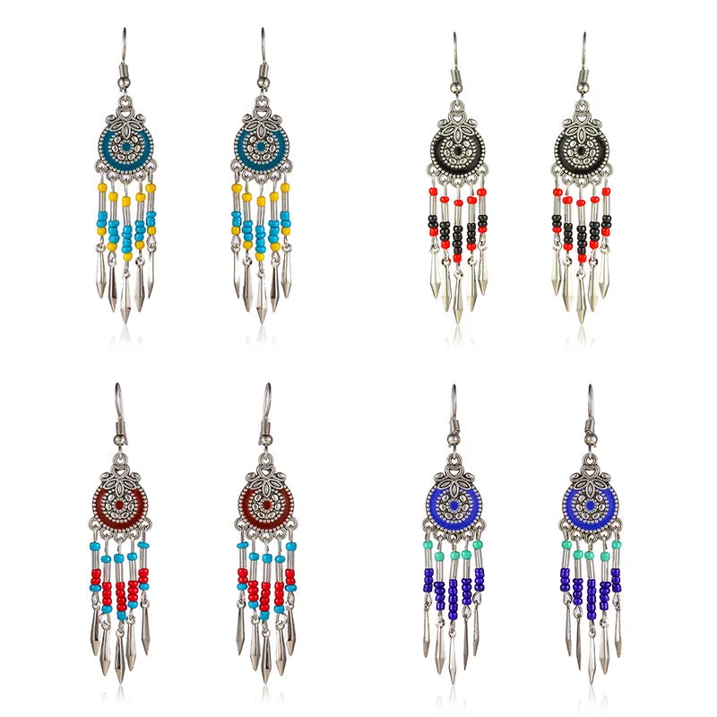 Drop Earrings for Everyday Glamour -Wholesale Personalized All-match Ethnic Style Bohemian Small Tassel Earrings