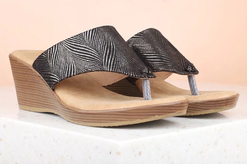 Fashionable sandals for men with woven design and slip-resistant soles for outdoor wear-Women Antique Textured Wedge Heels