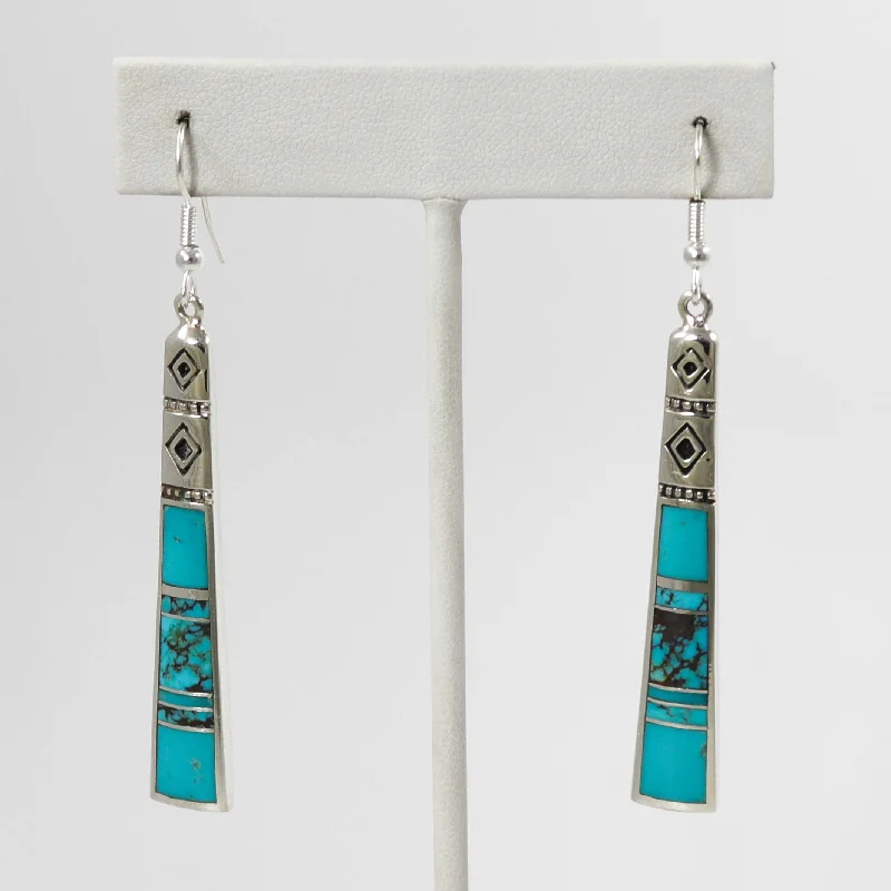 Drop Earrings with Keyhole Designs -Kingman Turquoise Earrings