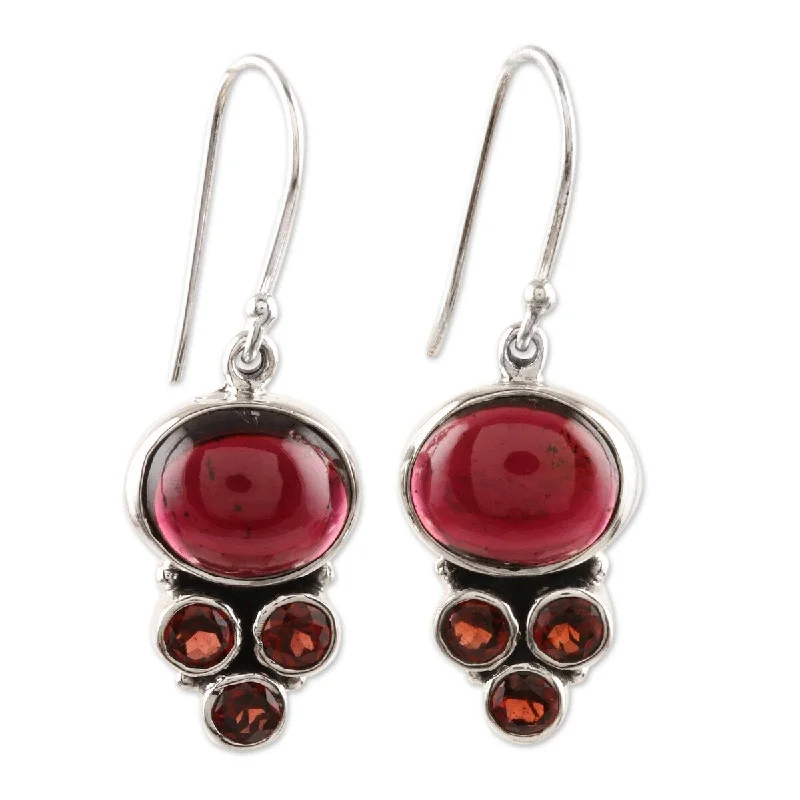 Drop Earrings for Office Wear -NOVICA Old Flame, Garnet dangle earrings - 1.6*0.5