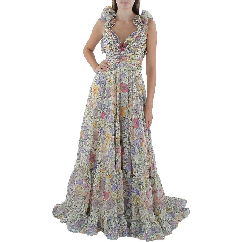 Cotton Dresses for Comfort -Mac Duggal Womens Chiffon Floral Evening Dress