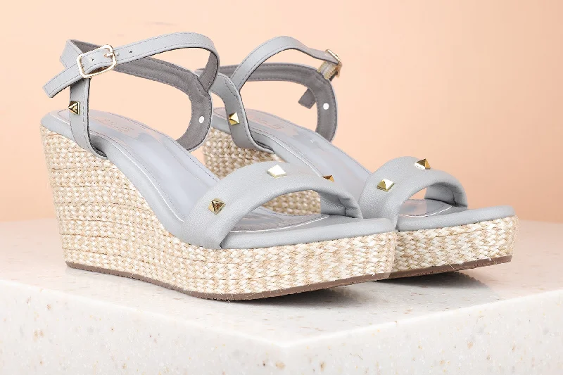 Trendy sandals for women with gladiator-inspired design and flat soles for chic wear-Women Grey Wedge Heels