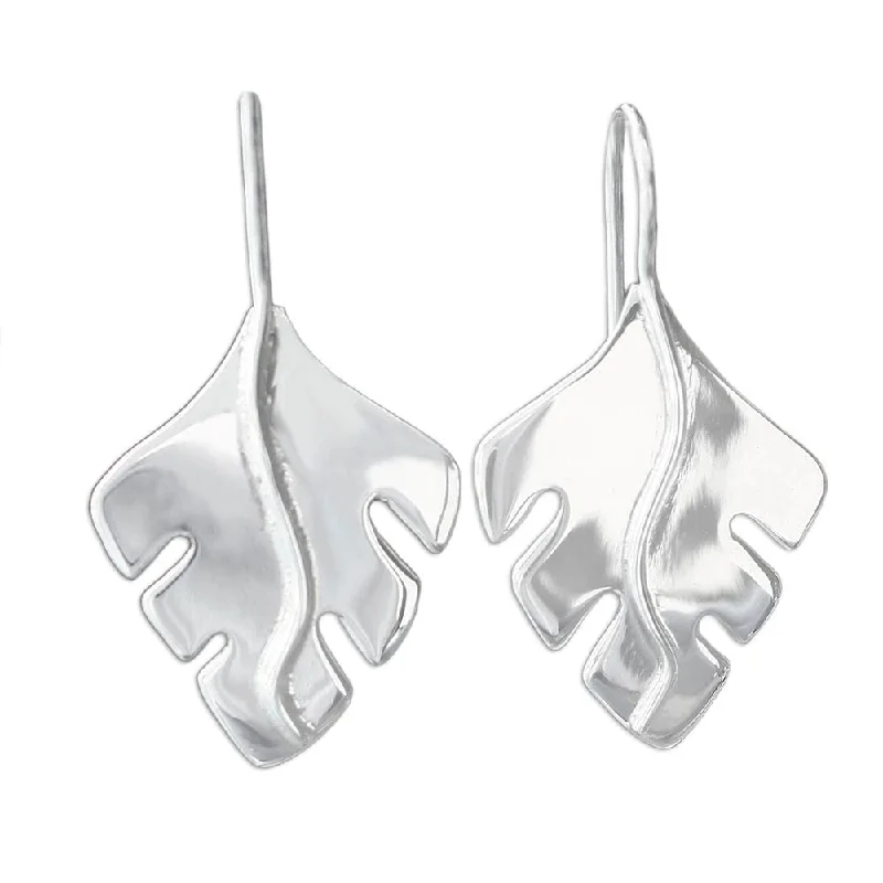 Drop Earrings for Evening Gown -Handmade Sterling Silver 'Falling Leaves' Earrings (Mexico) - White - 1.4L*0.7W