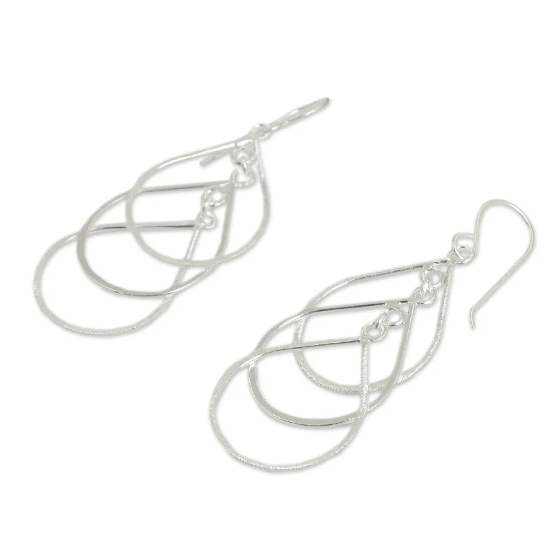 Drop Earrings for Evening Gown -Sterling Silver Raindrops Earrings (Thailand)