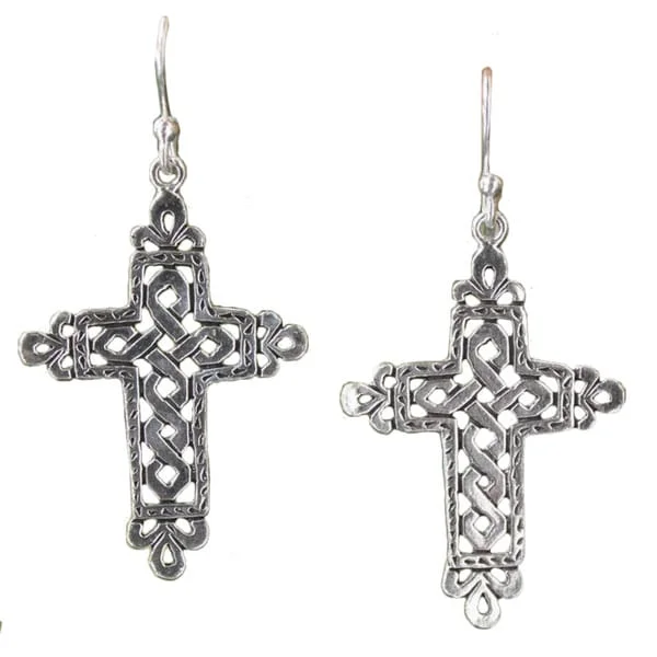 Waterproof Drop Earrings for Outdoor -Handmade Sterling Silver 'Cross of Legends' Dangle Earrings (Thailand)