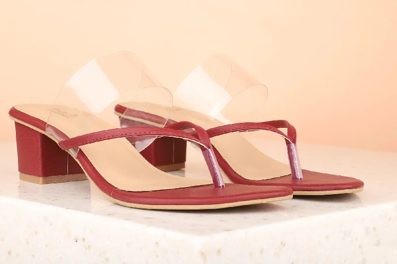 Comfortable sandals for men with wide straps and secure fit for daily use-Women Maroon Solid Block Heels