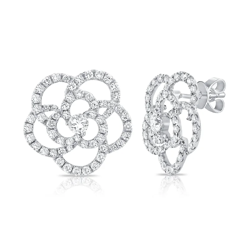 Drop Earrings for Anniversary -Joelle Collection Diamond Flower Earrings 14K Gold