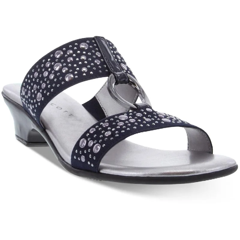 Fashionable sandals for women with animal print and chic buckle accents-Karen Scott Womens Eanna Textured Kitten Heels