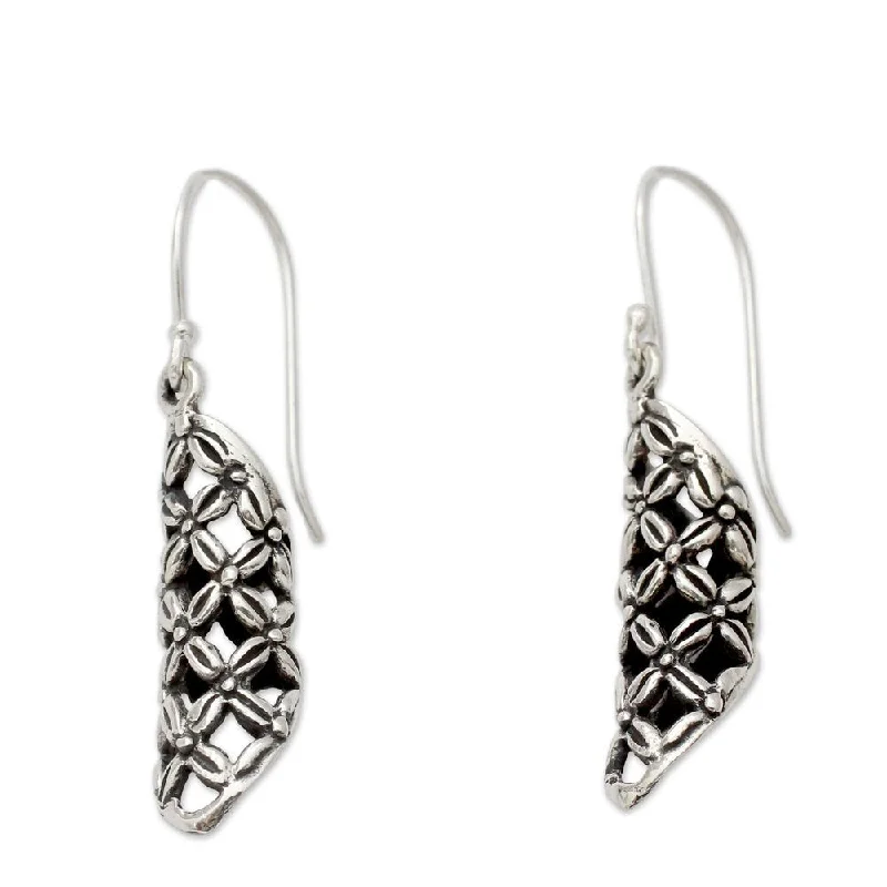 Short Drop Earrings for Subtle -Handmade Sterling Silver 'Daisy Droplets' Earrings (India)