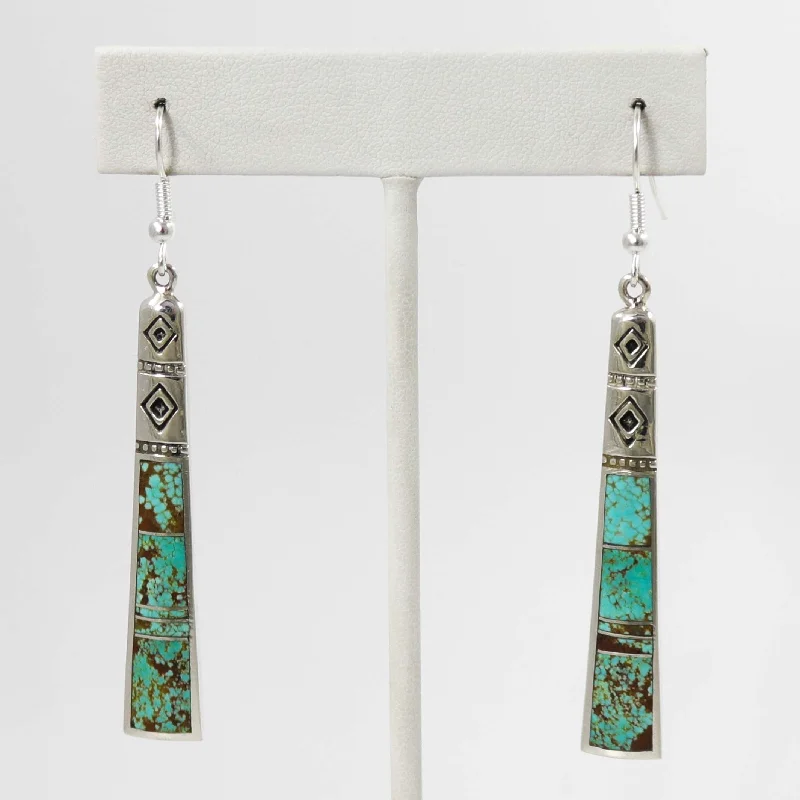 Drop Earrings with Wave Designs -Number Eight Turquoise Earrings