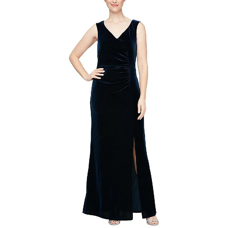 Party Dresses for Celebration -SLNY Womens Plus Velvet Long Evening Dress