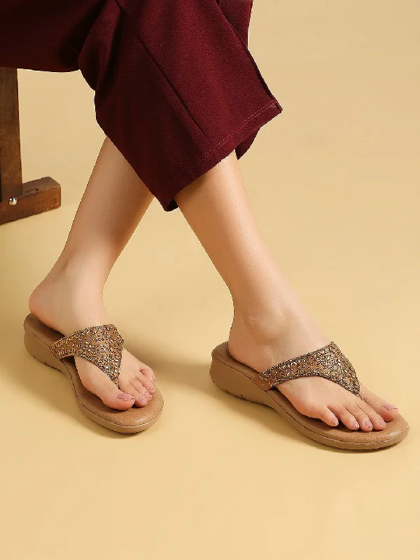 Casual sandals for women with bohemian-style straps and flat sole for comfort-Women Antique Embellished Ethnic Comfort Heels