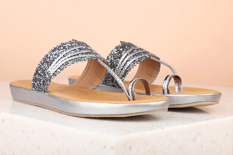 Comfortable sandals for men with slip-on style and supportive footbed for all-day wear-Women Pewter Embellished Wedge Heels