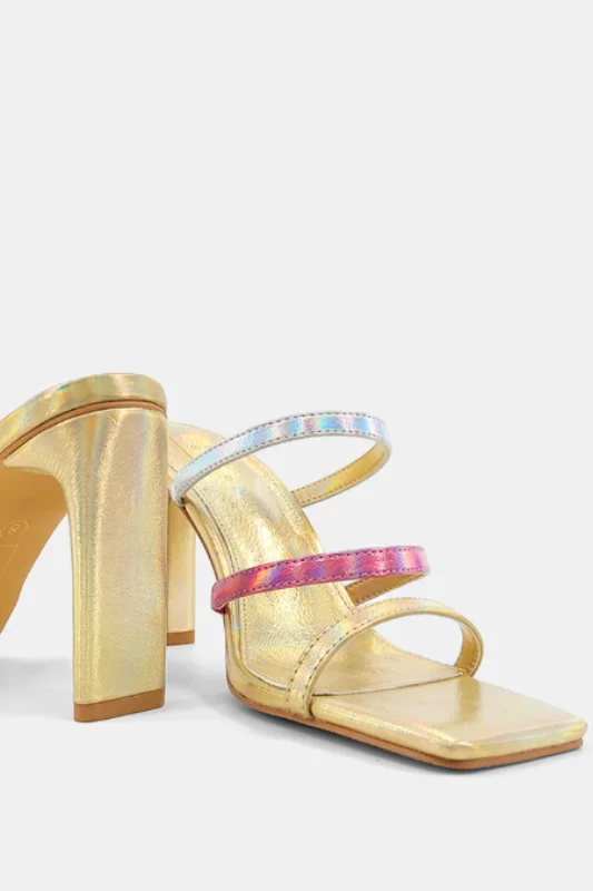 Fashionable sandals for women with ankle straps and chic metallic finishes-Fern Heels