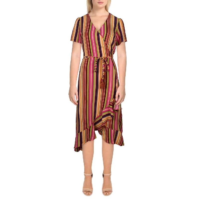 Solid Color Dresses for Simple -Jessica Simpson Womens Striped Hi-Low Wrap Dress