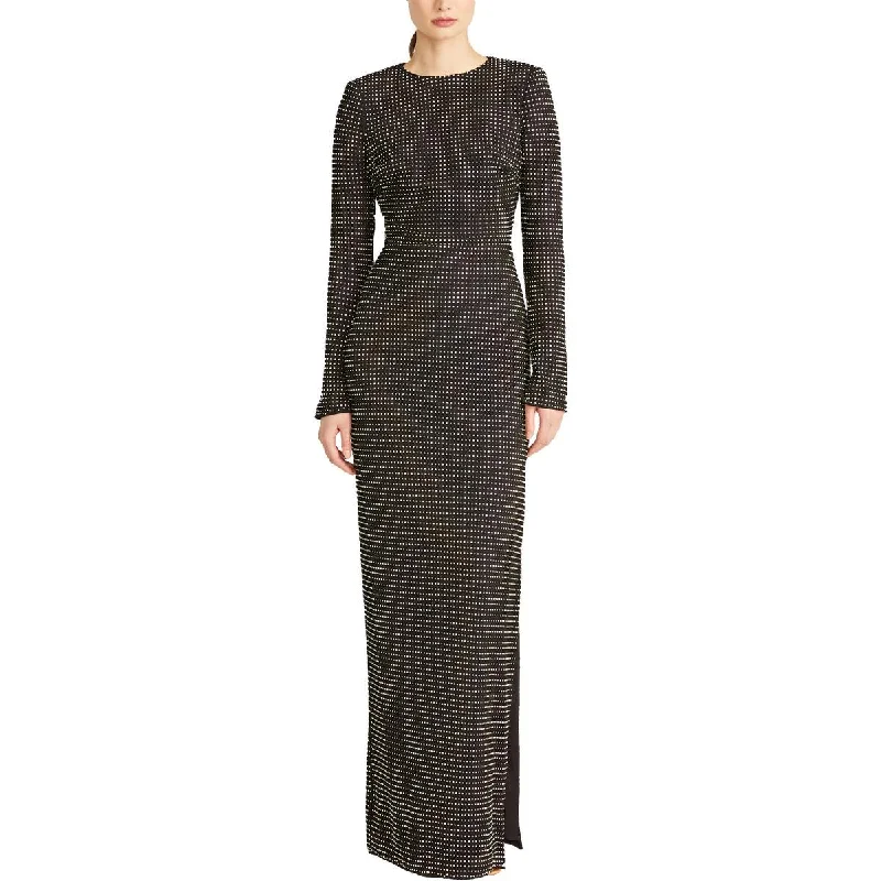 Bohemian Dresses with Tassels -ML Monique Lhuillier Womens Split Hem Full Length Evening Dress