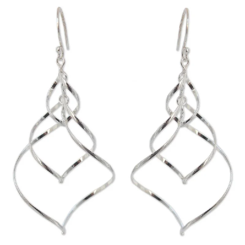 Drop Earrings for Evening Gown -Handmade Sterling Silver 'Chiang Mai Chimes' Earrings (Thailand)