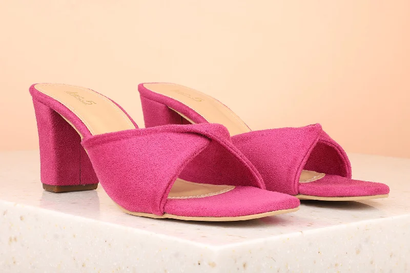 Comfortable sandals for women with padded footbed and slip-resistant soles-Women Rani Pink Block Heels