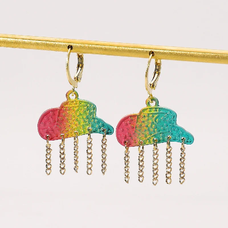 Drop Earrings with Debossed Designs -Wholesale Colorful Western Cowboy Style Hat Tassel Earrings